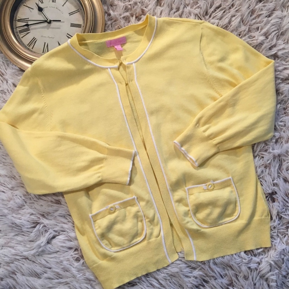 Lilly Pulitzer Ladies Yellow Cardigan Sweater Lg